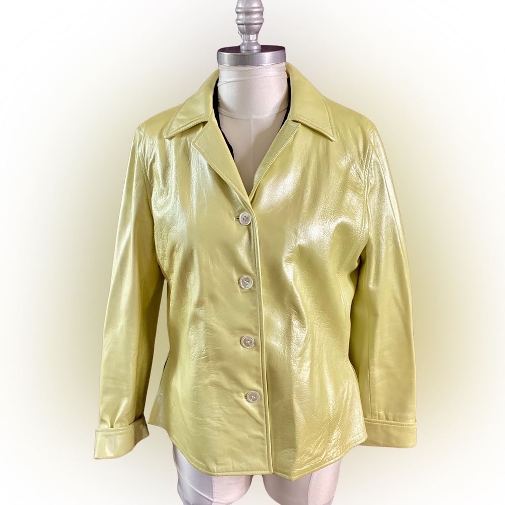 Etcetera Light Yellow 100% soft Lamb Leather Jacket